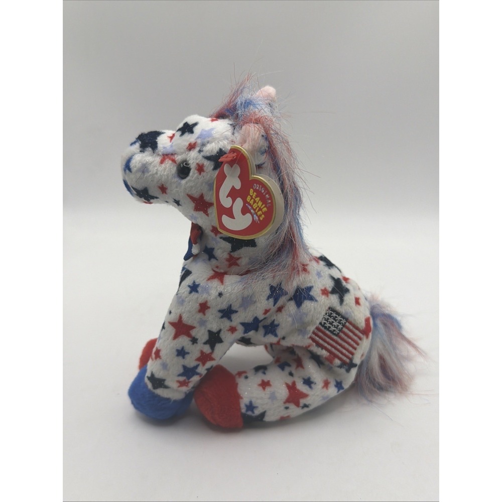 Ty Beanie Baby Lefty 2004 -‎ MWMT (Donkey 2004) Patriotic